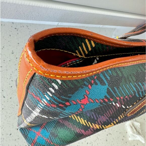 DOONEY & BOURKE Multicolored Leather Plaid Shopper Tote Shoulder Handbag Top Zip - Picture 13 of 16
